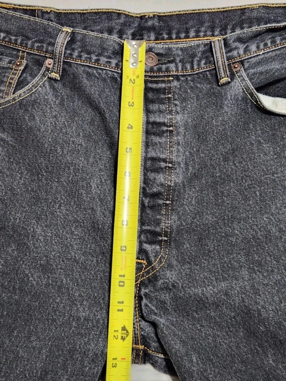Levis 501 Mens Black Jeans 40x30 Altered Cropped Measures 39x24.5 Button Fly STF